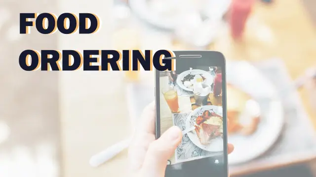 Food Ordering: a phone photographing a plate of breakfast food on a table