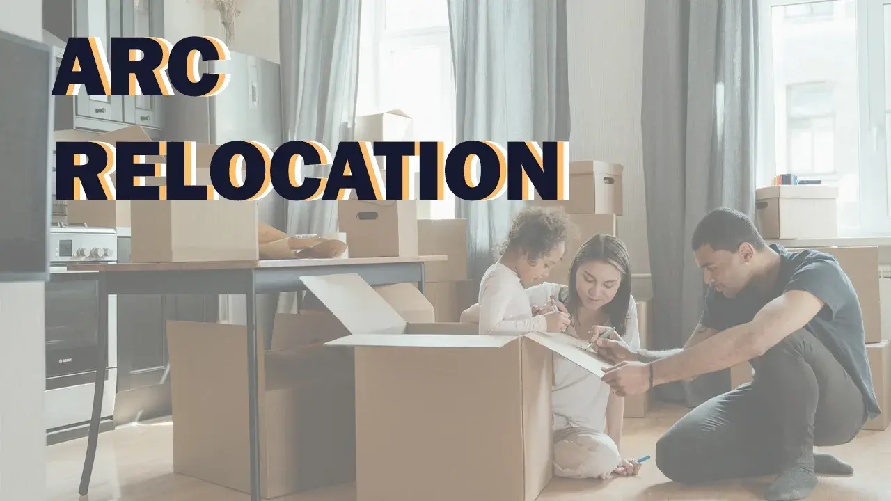 ARC Relocation: a family unpacking cardboard boxes in an empty room